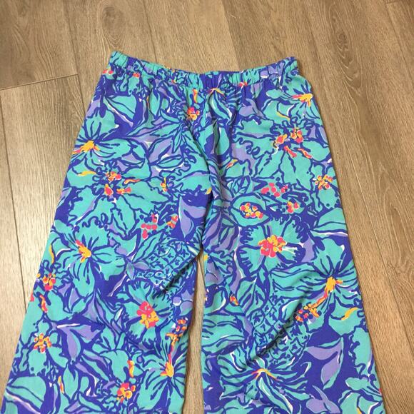 Lilly Pulitzer Middleton Palazzo Pants Women's Large Satin Polyester Tropical - Picture 3 of 8
